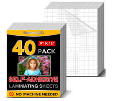 40 PCS Self-Adhesive Laminating Sheets, 9 X 12 Inches Clear Laminating Sheets No