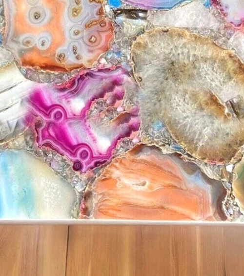 18"x12" Multi Agate High-End Console Table Custom Agate Slab Furniture Hotel Dec - Image 3 of 4