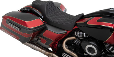 Drag Specialties Diamond Silver Thread Predator III Reach Seats 0801-1261