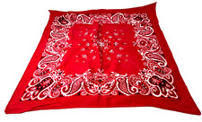 VTG 20" Red Paisley Western Bandana Neckerchief RN14193 100 Cotton Made in USA