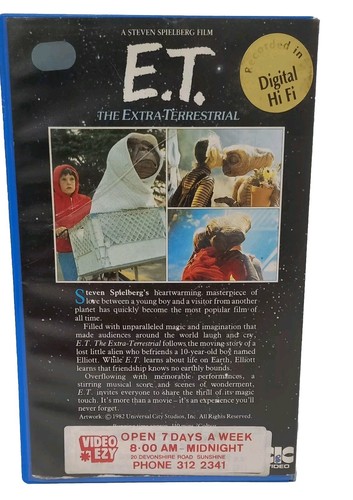 E.T. The Extra Terrestrial VHS (Big Box ExRental) Steven Spielberg - Picture 2 of 6