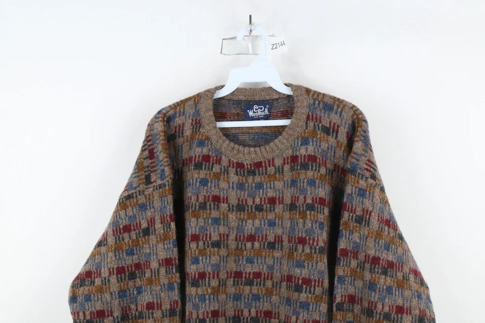 Vintage 90s Woolrich Mens Medium Heavyweight Rainbow Wool Knit Crewneck Sweater - Image 2 of 4