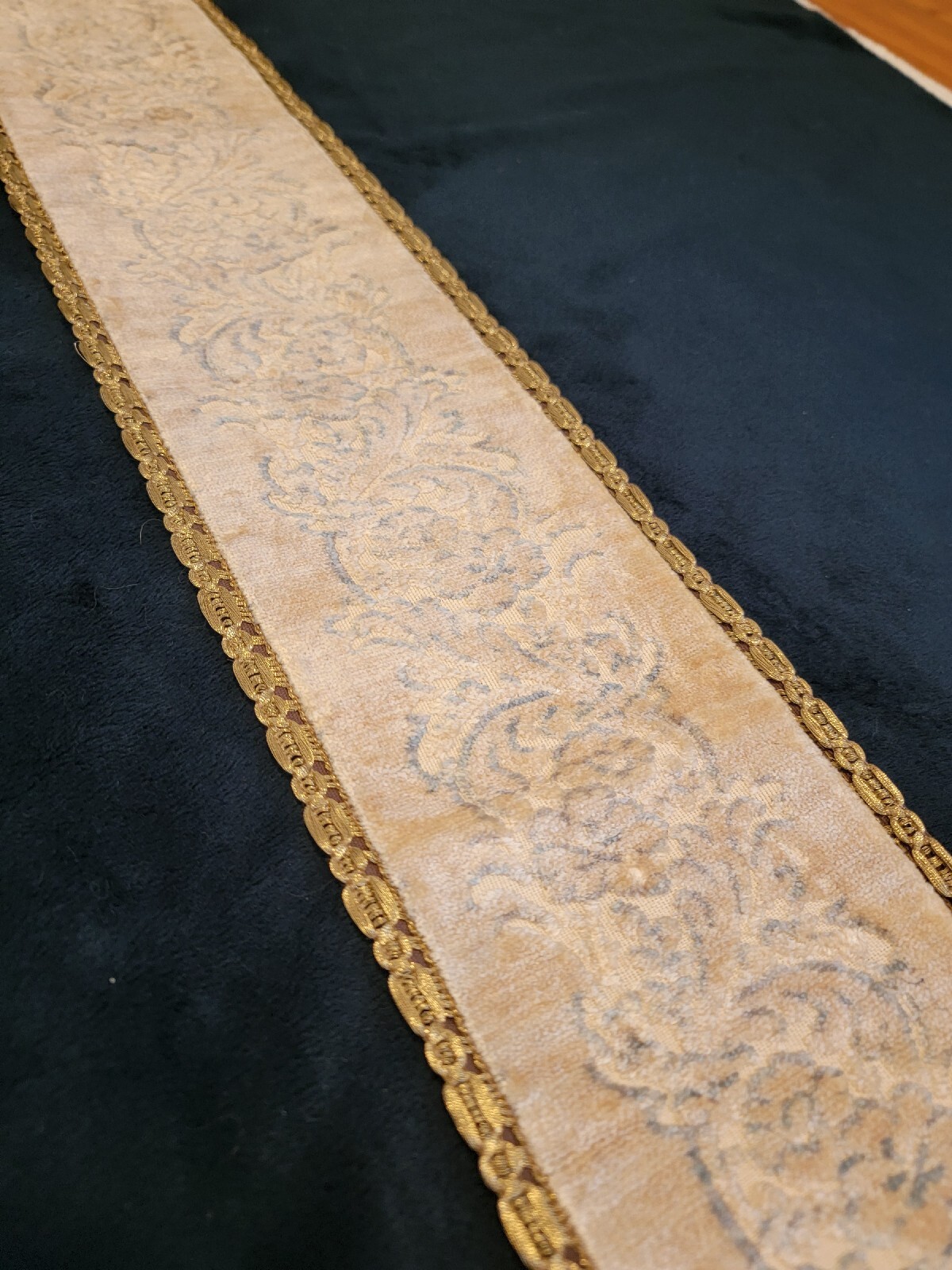 Antique Victorian Style Butler's Bell Pull Tapestry Ornate Brass Corona