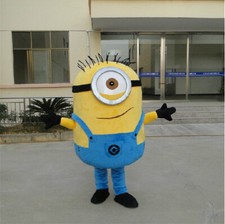 Despicable Me Minion Mascot Adult Birthday Halloween Dress Full Costume Hair