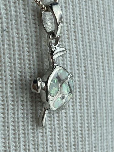 NUEVO Colgante de Moda para Collar de Plata Esterlina 925 Blanco Fuego Ópalo Tortuga Marina - Imagen 6 de 11