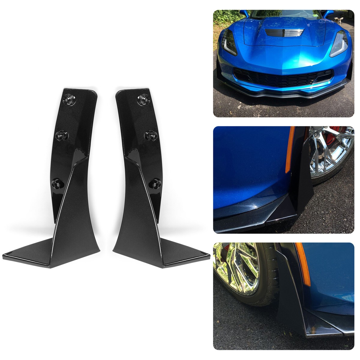 Front Bumper Splitter Extension Winglets For 14-Up Corvette C7 Z06