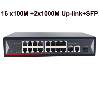 16 Port PoE Switch with Gigabit Uplink and SFP 150W for Network IP Cameras NVR