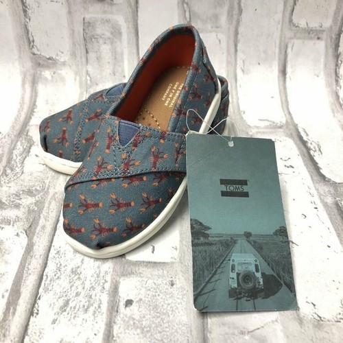 NWT! Toms Tiny Classic Alpargata Blue Lobsters Slip Ons - T6 (Toddler) Size - Picture 4 of 9