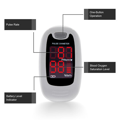 Fingertip Pulse Oximeter Blood Oxygen Saturation Heart Rate SpO2 Patient Monitor