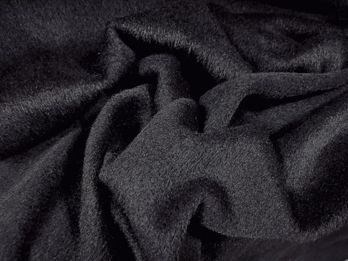 Wool Blend Heavyweight Bearskin Fur Fabric, Per Metre - Plain - Black - Picture 1 of 3