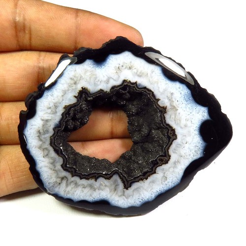 Geoda druzy rebanada natural ágata cabujón rebanada de color negro ágata piedra preciosa BS-E - Imagen 35 de 195