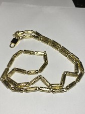 Vintage Shiny 1980s Gold Tone Barrel Ornate Chain Link Lock Metal Belt