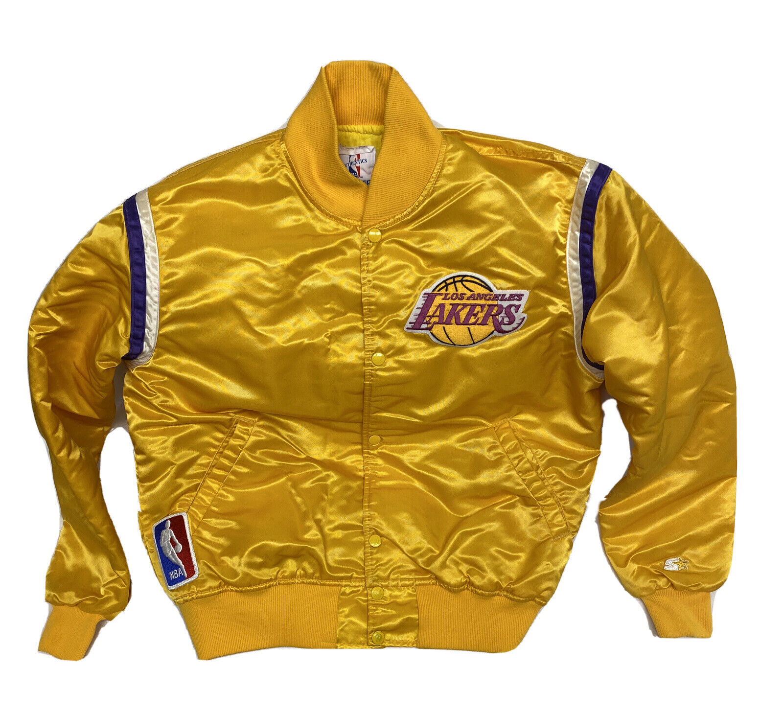 Vintage STARTER NBA Los Angeles Lakers Satin Jacket Yellow Gold Men’s size  Large