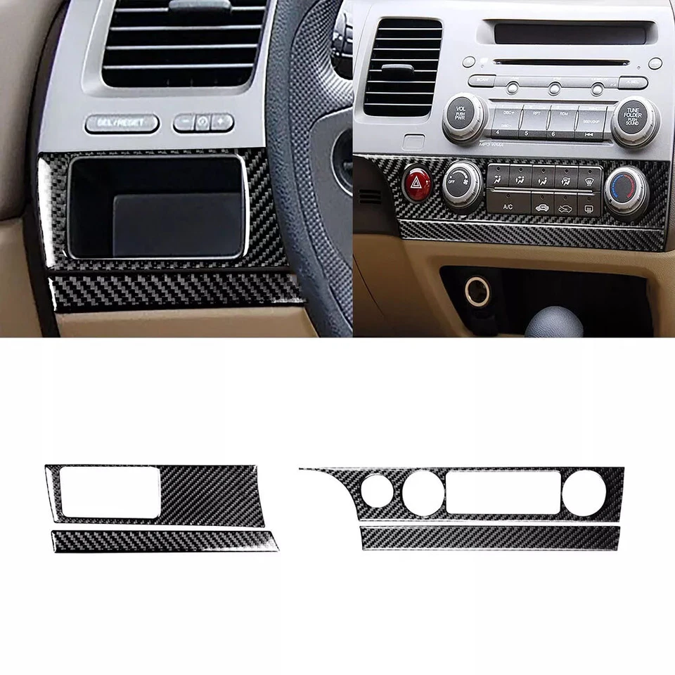 Kit completo de cubierta interior de fibra de carbono 29 piezas para Honda Civic 8th 2006-11 Foto 4 de 4