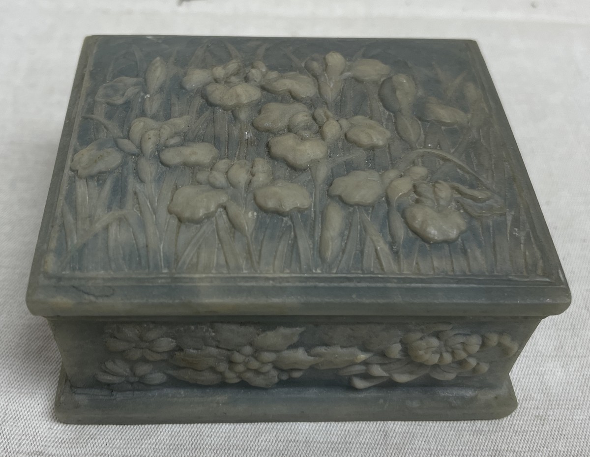 genuine icolay stone ジュエリーボックス Vintage Genuine Incolay Stone Jewelry Trinket Box Large