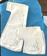 Vintage Infant Baby Flannel Layette Long Gown and Top Hand Embroidered Crochet