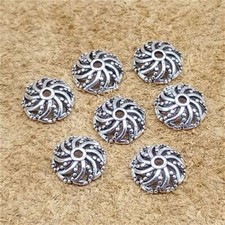 10 Sterling Silver Spiral Bead Caps 925 Silver Flower Spacer for Bracelet 7mm
