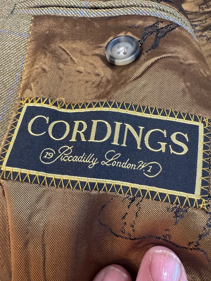 Chaqueta Blazer Cordings of Piccadilly Hombres Ventana Panel Lana 46R Tostado Cuadros Mone Antiguo Foto 4 de 4