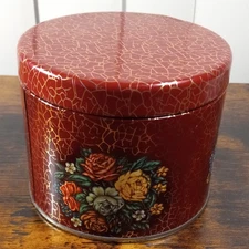 Vintage 50’s Floral Roses Tin Box by Daher Made in New England 3x5"