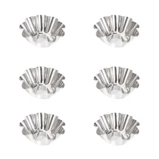 6 Pcs Stainless Steel Flower Tart Mold Metal Cupcake Cups For Baking