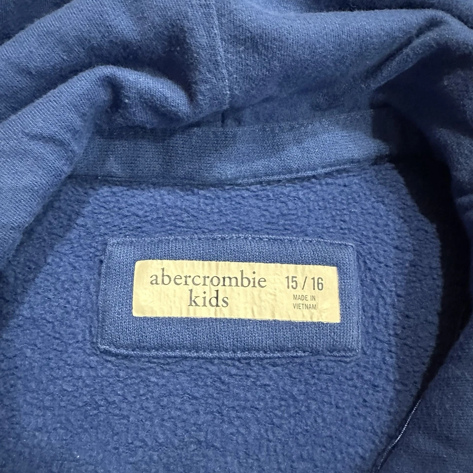 Sudadera con capucha azul para niños Abercrombie con logotipo de ciervo blanco talla 15/16 Foto 4 de 4