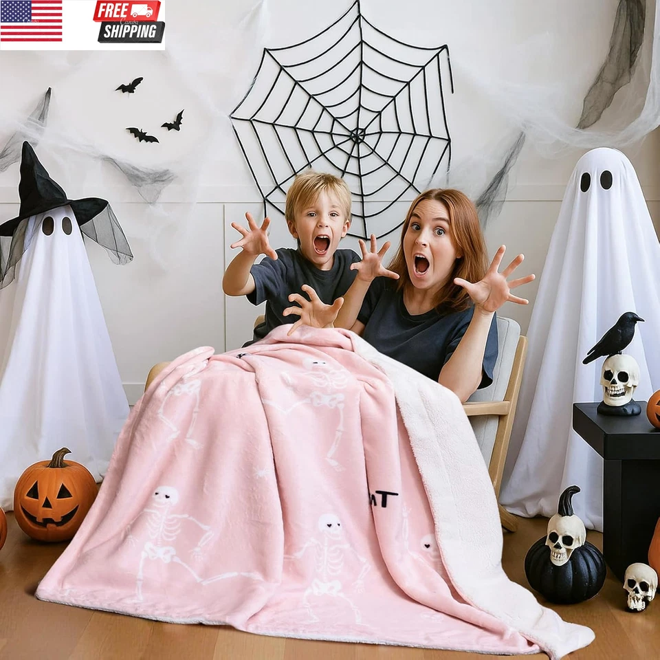 Manta de Halloween, 50"X60" Doble Cara Acogedora Sherpa y Manta de Vellón, Da Foto 4 de 4
