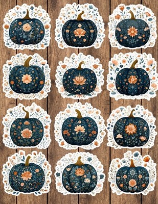 Boho Floral Pumpkin Vinyl Stickers Set Scrapbooking Laptop Water Bottle