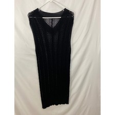 Shein Curve Sweater Dress Women 3XL Black Crochet Knit Open V-Neck Boho