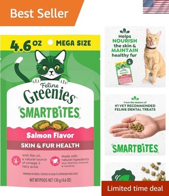 Feline Smartbites Salmon Cat Treats for Skin & Fur Health, 4.6 oz Pouch