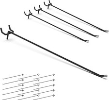25 Pack 12 Inch Black Pegboard L Hooks for 1/4 Inch Pegboard