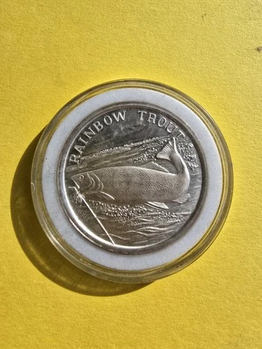 .999 FINE SILVER 1 TROY OZ SILVER UNITED STATES OF AMERICA RAINBOW TROUT RARE !!