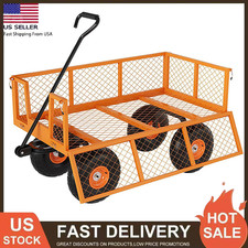 Steel Garden Cart 900lb Capacity Heavy Duty Yard Wagon Utility Cart 10in Tires