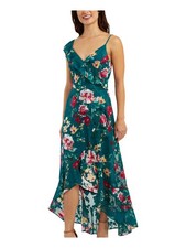 BCX DRESS Womens Green Adjustable Lined Tie Spaghetti Strap Maxi Dress XXS