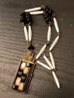 Vintage Antique Costume Jewelry Art Deco Silver Necklace Glass Beads For Parts