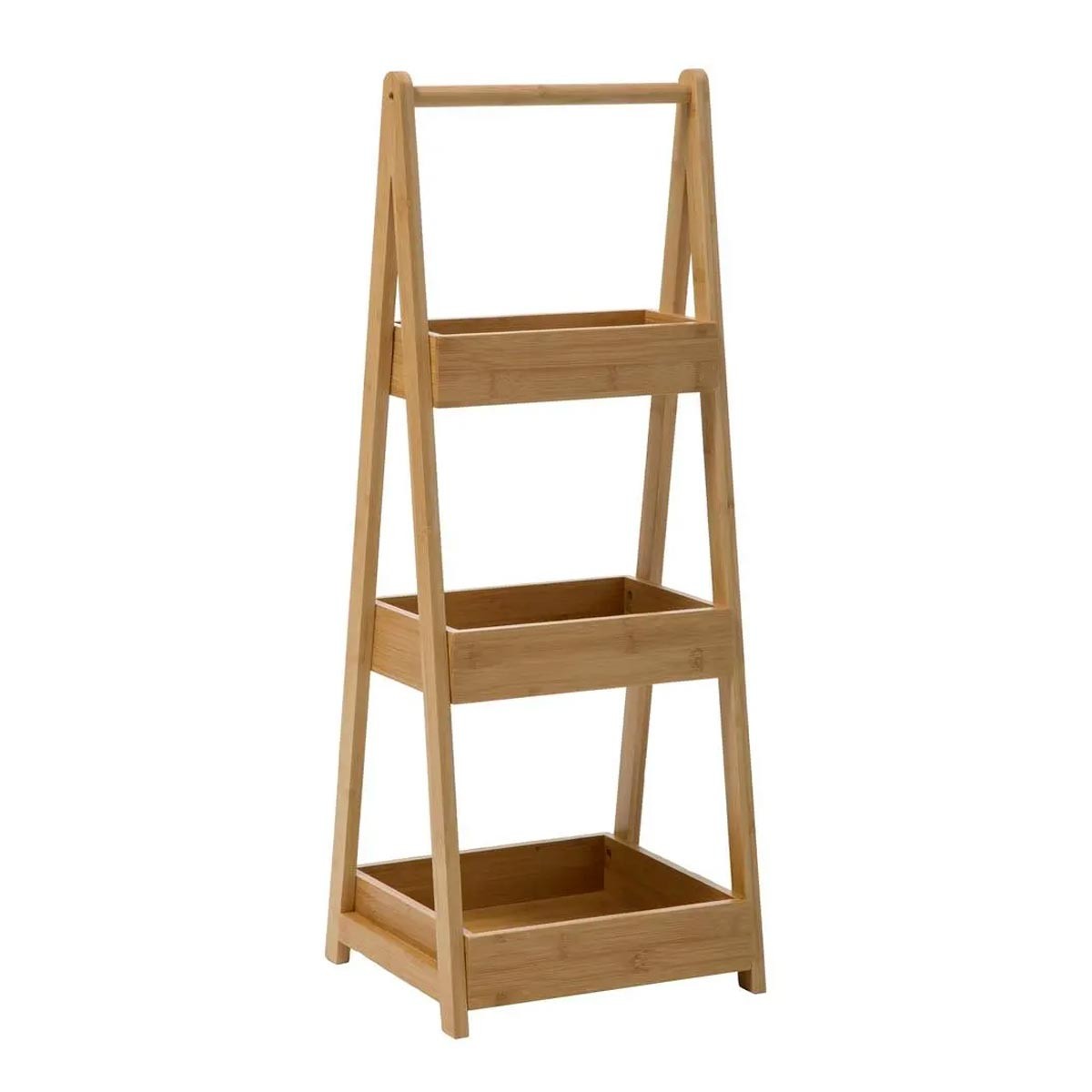 Étagère 3 Niveaux Green Harmony 78cm Bois Naturel - Petit Meuble de Rangement Intérieur