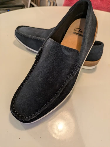 Mocassini uomo 7 Clarks scamosciati blu navy nuovi stile Medly sun slip on casual o eleganti