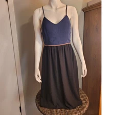 Pixley Navy Black Maxi Dress Pink Trim M Balletcore Fae Cottagecore Modest Flair