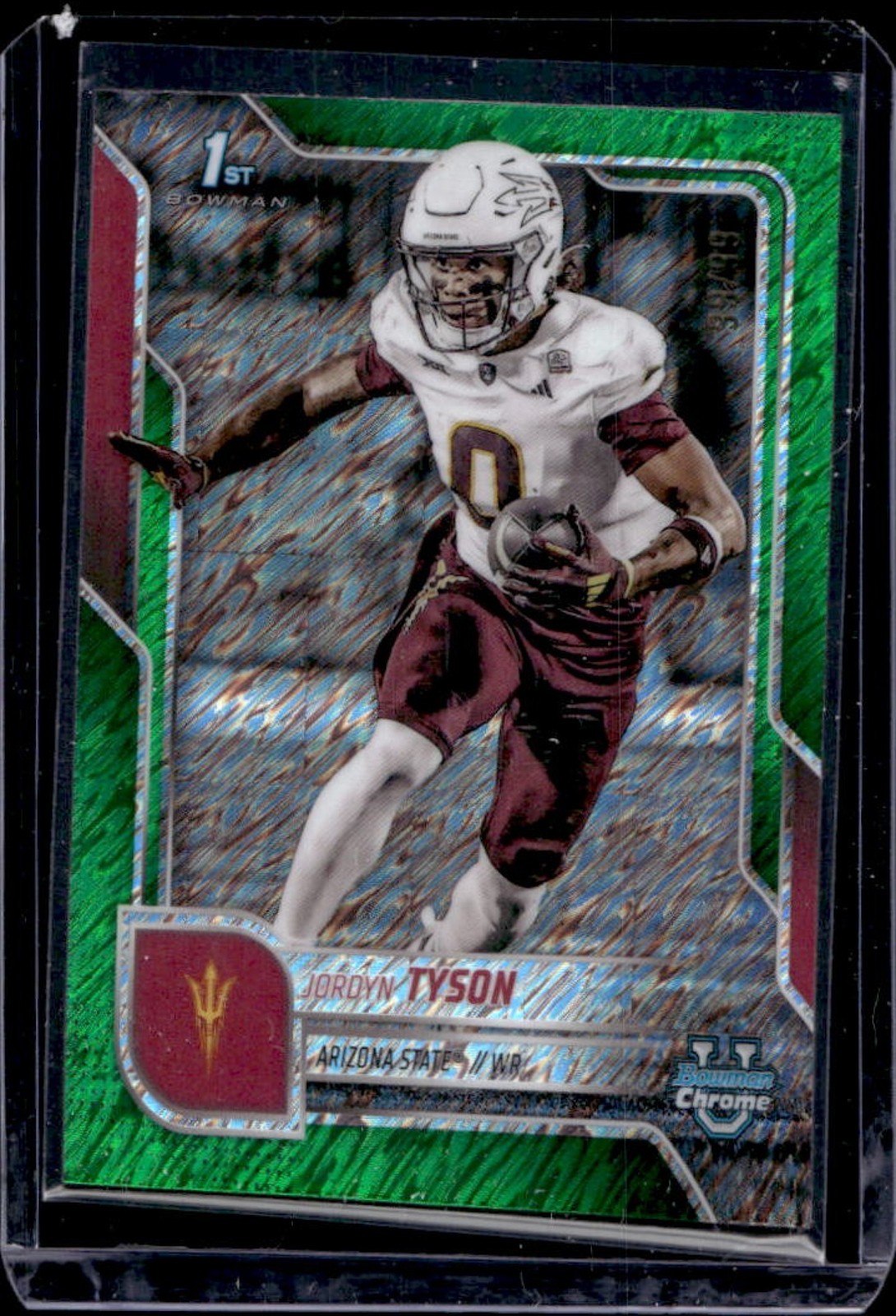 2025 Bowman Chrome U Jordyn Tyson Green Shimmer Refractor 1st #99/99