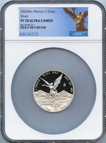 2025 Mo Mexico 2 Onza Libertad Silver NGC PF70UC Low Mintage 300