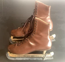 Vintage Riedell 291 by Red Wing Brown Leather Ice Skates Men's 10 M Canada Made