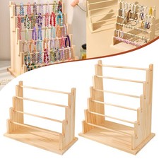 4/6 Tiers Wooden Display Stand Holder Jewelry Necklace Bracelet Rack Organizer
