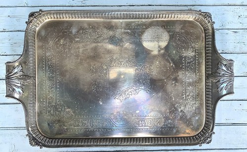 Huge Vintage Barker Ellis 26” Silverplate Serving Tray Closed Handle - Picture 1 of 14