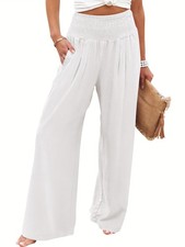 Palazzo Pants Summer Flowy Wide Leg High Waist Lounge Trousers with Pockets 2...
