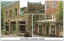 Edificios históricos de piedra y ladrillo postal Harpers Ferry West Virginia
