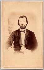 Antique CDV Circa 1860s Bearded Man In Suit Unmarked