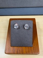 14K White Gold White Cubic Zirconia CZ Round Brilliant Stud Earrings 7mm