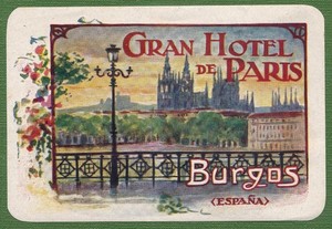 Vintage Luggage Label - Gran Hotel de Paris - Burgos (Spain)