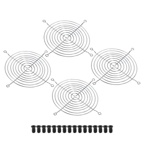 140mm Fan Finger Grill, 4 Pack Metal Grill Protector Guard with Screw, Silver