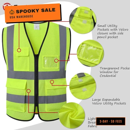 Reflective Safety Vest for Men Women Construction Vest Meet ANSI/ISEA Standard image 3