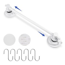 Suction Cup Towel Bar for Shower with 5 Hooks 17-28 Inch Adjustable Long
